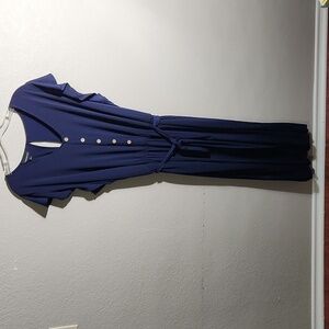 Fortune Ivy Womens Jumpsuit Size 2X Navy Blue Keyhole Romper